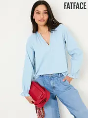 Pacey Light Blue Denim Blouse (AK7964) | $114