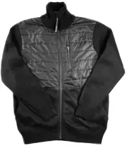 Buffalo David Bitton Men's Jacket L Sweater Full Zip Mock Neck Pockets Black $99