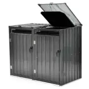 PLANTCRAFT Double Steel Wheelie Garbage Bin Storage Shed, Enclosure