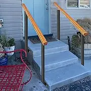 Wood Handrails for Outdoor Steps, Fits 1-3 Steps, Safety Non-Slip Stair Railing with 2 Wrought Iron Posts Adjustable 270° Angle Bracket, for Exterior Garden Front Porch Hand Rail (Color : Height 85cm