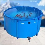 Canvas Fish Pond Pool, Collapsible Rain Barrel, Round Koi Pond Show Tank, Portable Above Ground Pond, for Aquatic Products Breeding Pond(1.2x0.8m)