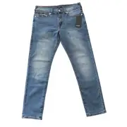 True Religion Geno Big T Flap Relaxed Slim Jeans Men’s Size 34X32 Medium Frost
