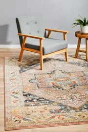 Rug Culture Salmon Multi Vintage Look Aztec Rug
