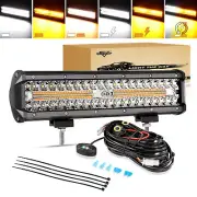 12" Flash Strobe LED Work Light Bar Combo Driving Off Road for Jeep Wrangler JK