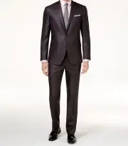 $395 Kenneth Cole Reaction Men's Gray Ready Flex Basketweave Slim-Fit Suit 44R