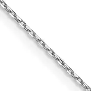 14K White Gold 14 Inch .8mm Diamond-Cut Cable With Lobster Clasp Chain