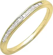 [Dazzlingrock Collection] 0.15 Carat (cttw) Baguette White Diamond Ladies Wedding Band Stackable Ring, Available in 10K/14K/18K Gold & 925 Sterling Silver