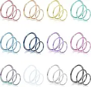 [Kakonia] 36Pcs 20G Nose Ring Hoop for Women Men 316L Stainless Steel Helix Tragus Lip Septum Ring Cartilage Earring Hoop Piercing Jewelry