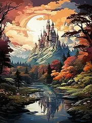 Meothan Paint by Numbers Kits, DIY Paint by Numbers for Adult Beginners, Watercolor Castle Paint by Numbers Kits on Canvas for Home Wall Decor 12''x16''