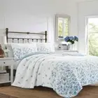 NEW ~ COZY CHIC SHABBY COUNTRY FRENCH BLUE WHITE FLORAL COTTAGE LEAF QUILT SET