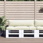 Fabric Pallet Cushions 2 pcs, Outdoor Patio Sofa Cushion for Garden, Patio, 110 x 58 x 10 cm, Cream
