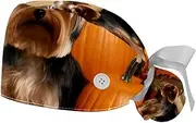 [YTYVAGT] 2-Pc,Gourd-Shaped Working Cap,Fisherman Hat with Buttons and Cotton Sweatband,Vintage Pumpkins Pet Dog