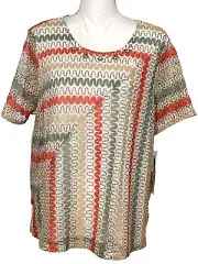 ALFRED DUNNER Parrot Cay Multicolor Embellished Lined Top Women’s Size XL NWT