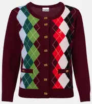 [Ganni] Ganni Argyle wool and cashmere cardigan AU 14 burgundy