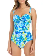 Bleu Rod Beattie Shirred Bandeau One Piece Swimsuit