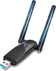 USB WiFi Adapter for Desktop PC AC1300mbps, PC WiFi Adapter with High Gain Dual