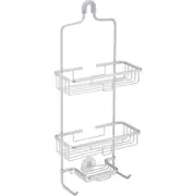 3 Tier Shower Caddy Bath Rack Aluminium Plated Hanging Over Hook Basket - Silver