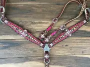 Western Havana Leather Set of Headstall and Breast Collar : 6501