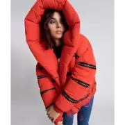 One Teaspoon Addicted Puffa Jacket Hooded Red NWT Size XS