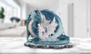 Dragon with White Baby Dragon Statue 7"W Figurine Home Decor Unique Gift