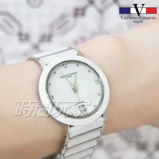 valentino coupeau范倫鐵諾 典雅晶鑽時刻陶瓷女錶 中性錶 男錶 防水手錶 學生錶 白 V61292白大