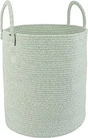 Large Laundry Hamper, Laundry Hamper for Toys, XICEN Tall Woven Laundry Basket for Clothes, Blanket Storage Basket for Living Room, 38cm * 45cm (Green)