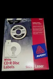 Avery 5824 White Laser CD-R Disc Labels 20 Sheets 40 Labels 4-1/2" NO CD