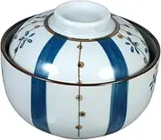 WATIIFUFU Japanese Ceramic Steaming Bowl with Lid High Temperature Glazed Multi Use Ramen Noodle and Soup Cup for Steaming Eggs and Double Boiling Unique Bird Nest Shape Heat Resistant