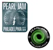 PEARL JAM STICKER & BUTTON PIN SET PHILADELPHIA 9/7/2024 PHILLY WELLS FARGO