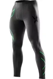 2XU | Mens Compression Long Tights ( Black/Fairway Green ) HOT BARGAIN