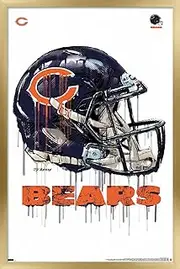 Trends International NFL Chicago Bears - Drip Helmet 20 Wall Poster, 14.725" x 22.375", Gold Framed Version