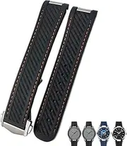 [DJDLFA] 20mm Rubber Silicone Watch Strap Fit For Omega Seamaster 300 AT150 Aqua Terra Ultra Light 8900 Steel Buckle Watchband Bracelets