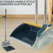 2Pcs Broom and Dustpan Set with Long Handle Retractable Upright Broom GolKH
