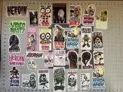 HEROIN Skateboards Lot Of 30 Stickers Egg Curb Killer Fos Dead Dave Wide Boys
