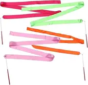 WOONEKY 8pcs Gymnastics Streamers Ribbon with Stick Rainbow Dancer Ribbons Rhythmic Ribbon Gym Ribbon Dancing Silk Ribbon Dancing Streamers Wands for Kids Dance Stick Colorful Toddler