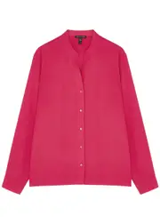 Eileen Fisher Silk Crepe de Chine Shirt - Pink - S (UK 10-12 / M) S (UK 10-12 / M)