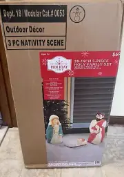 Holiday Time 28" Set of 3 Nativity Scene Lighted Blow Mold New Unopened Box