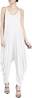 [Dreamskull] Women's Punk Spaghetti Strap Jumpsuit V Neckline Comfy Loose Harem One Piece Romper
