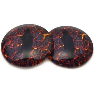 Pair Lava Dragon Glass Eyes Jewelry Dolls Taxidermy Flatback Cabochons