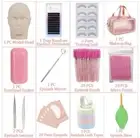 False Eyelash Extension Kit Set Beginner Mannequin Head Lash Brush Tweezers