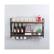 MBQQ Rustic Wall Mounted Wine Racks with 7 Stem Glass Holder,36in Industrial ...