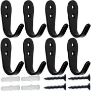 MsBong 8 Pcs Black Coat Hooks for Wall, Heavy Duty Hooks for Hanging Black-8pcs