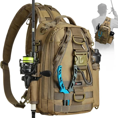 Piscifun Fishing Tackle Backpack with Rod & Gear Holder, Lightweight Outdoor Wat