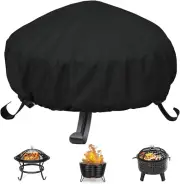 Round Fire Pit Cover 22-34 Inches, 420D Heavy Duty Waterproof