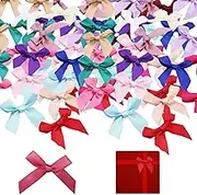 100PCS Mixed Color Satin Ribbon Mini Bows - Cute Small DIY Bows for Crafts, Artificial Applique Wedding Home Kitchen Tools