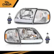 Fit For 1997-2004 F-150 Expedition LED DRL Headlights & Corner Lights Chrome (for: Ford)