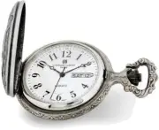 Charles Hubert Antiqued Chrome & Satin Eagle Medallion Pocket Watch