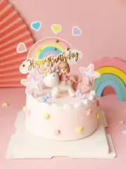 Big Head Unicorn Cartoon Girl Birthday Cake Topper Decoration