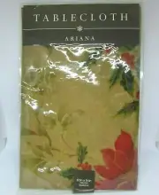 NEW, Bed Bath & Beyond ARIANA Christmas, POINSETTIA & HOLLY Table Cloth 60 x 84