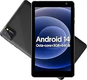 BAKEN 7 inch Android 14 Tablet, 8GB RAM + 64GB ROM, Octa-Core Processor, 5G WiFi, 1024 * 600 IPS, 2MP + 8 MP，3500 mah Battery, (Black)